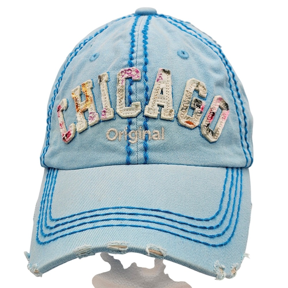 Robin Ruth Chicago Original Baseball Cap Hat Light Blue Distressed Spellout